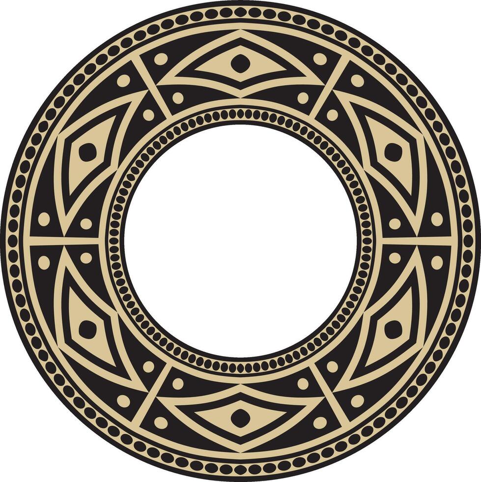 Native American round gold with black pattern. Geometric shapes in a circle. National ornament of the peoples of America, Maya, Aztecs, Incas vector