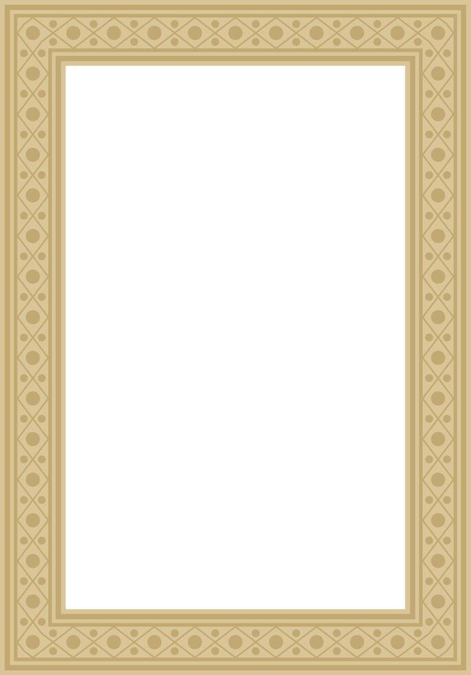 square gold ancient Russian ornament. Slavic rectangle, border, frame. Painting of the royal chambers. vector