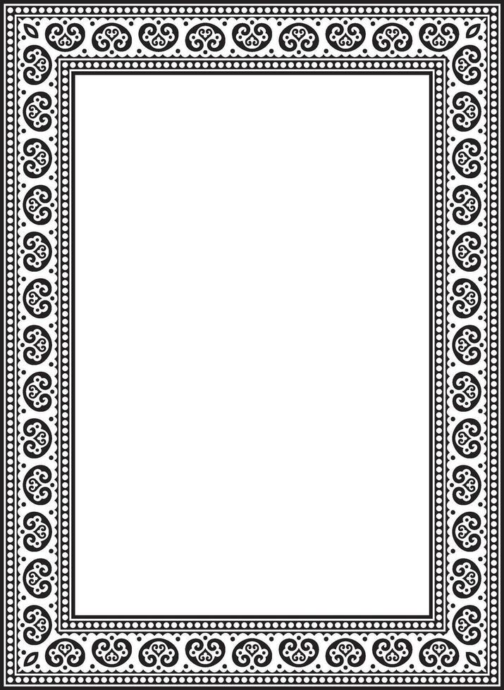 square black monochrome ancient Russian ornament. Slavic rectangle, border, frame. Painting of the royal chambers. vector