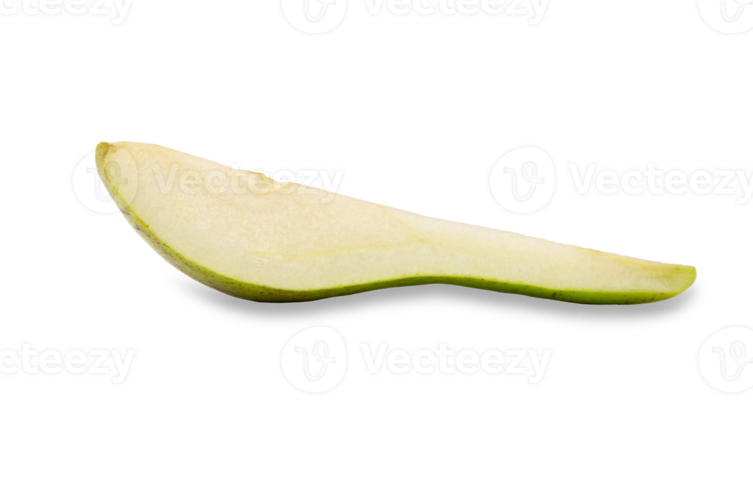 Fresh green pear slice isolated on transparent background showcasing its texture and color png