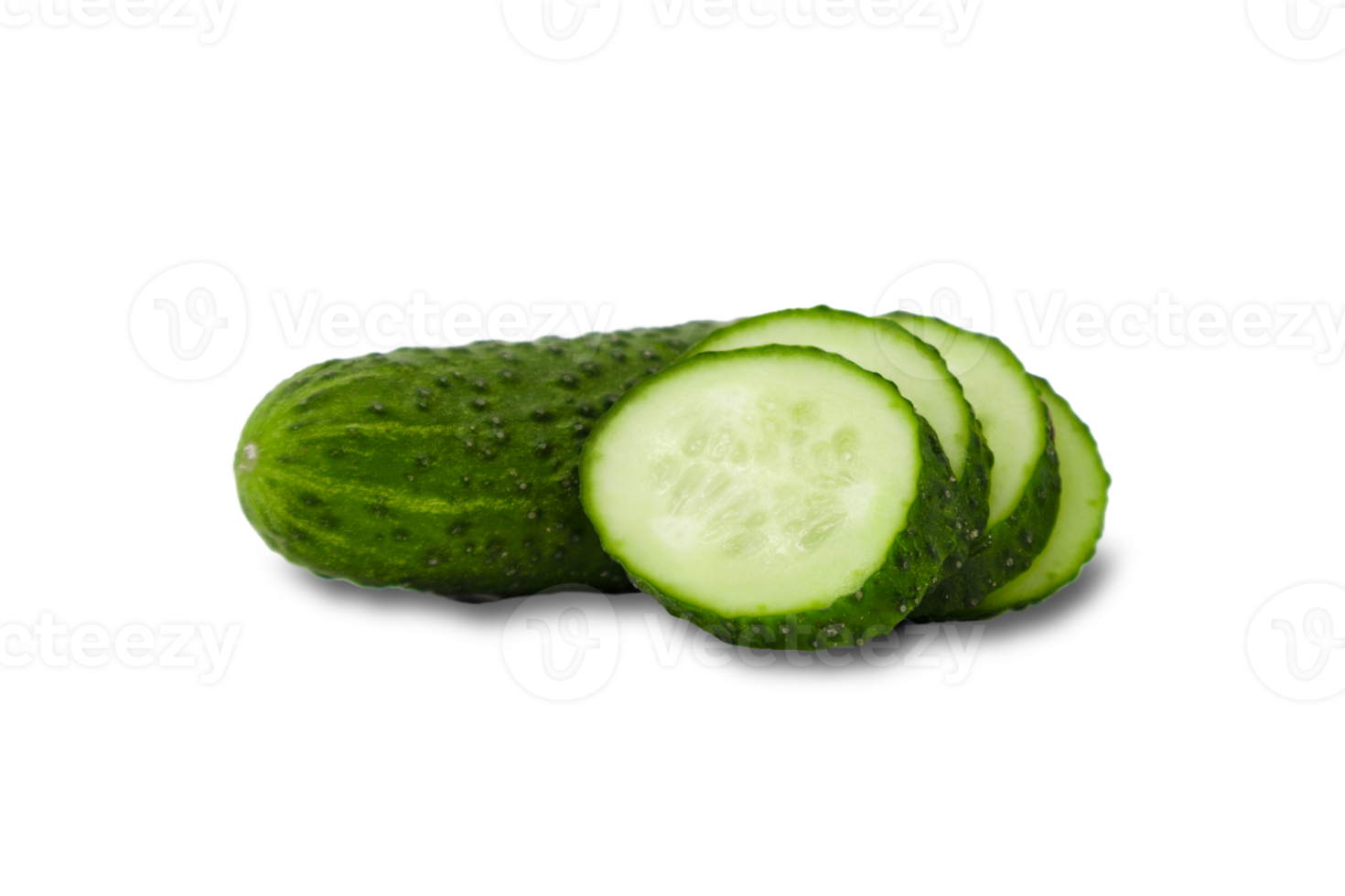 Fresh cucumber sliced on transparent background png