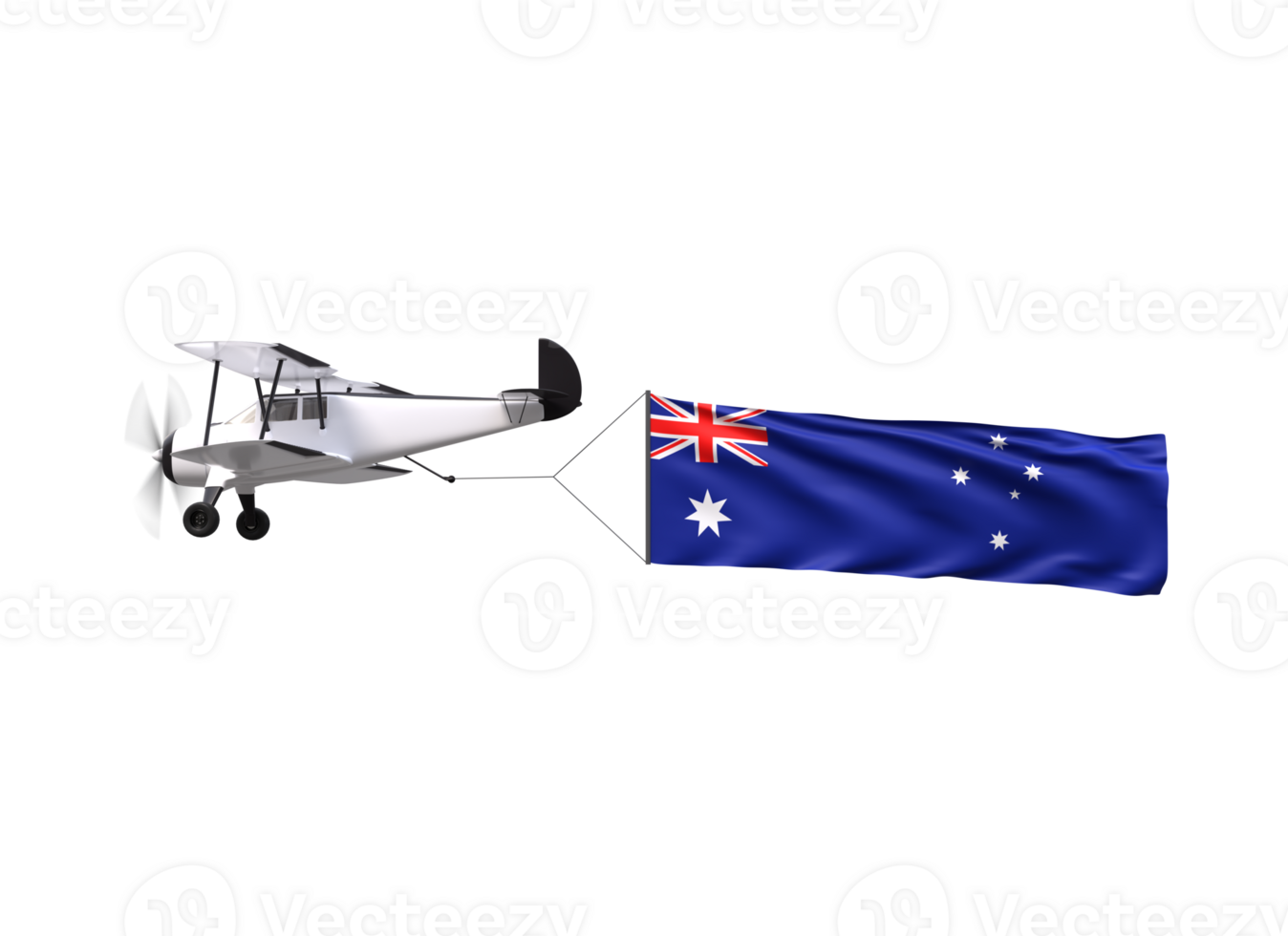 Airplane flying with the Australia flag png