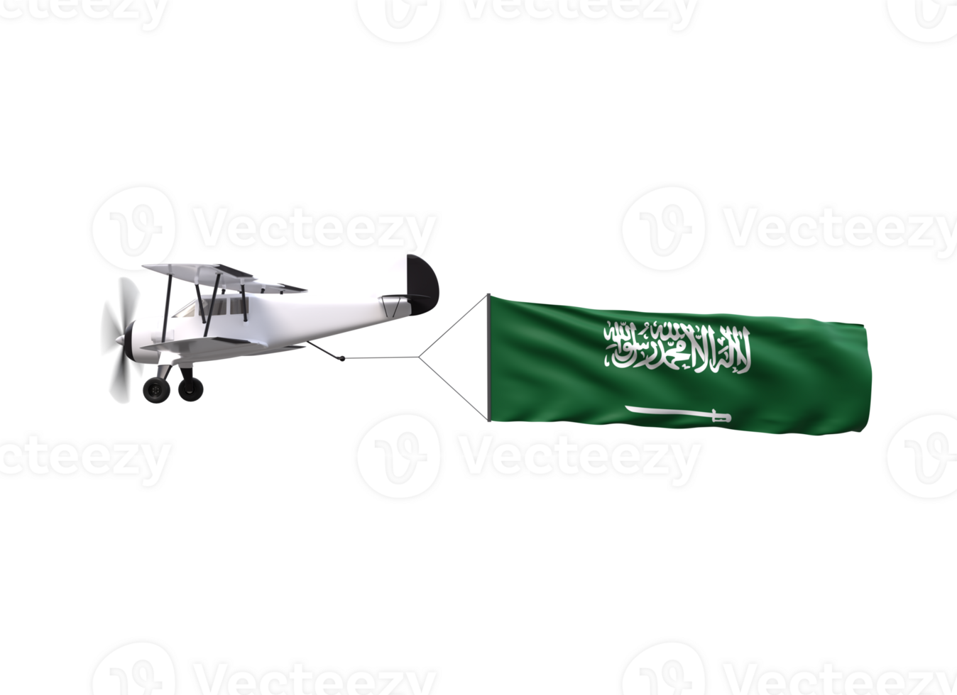 Airplane flying with the Saudi Arabia flag png