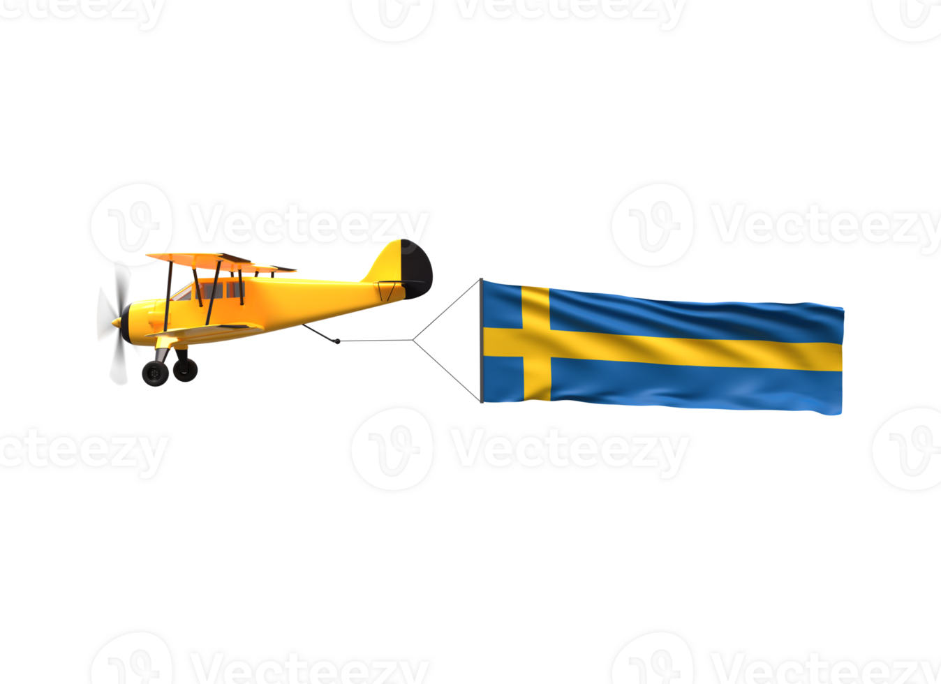 Airplane flying with the Sweden flag png