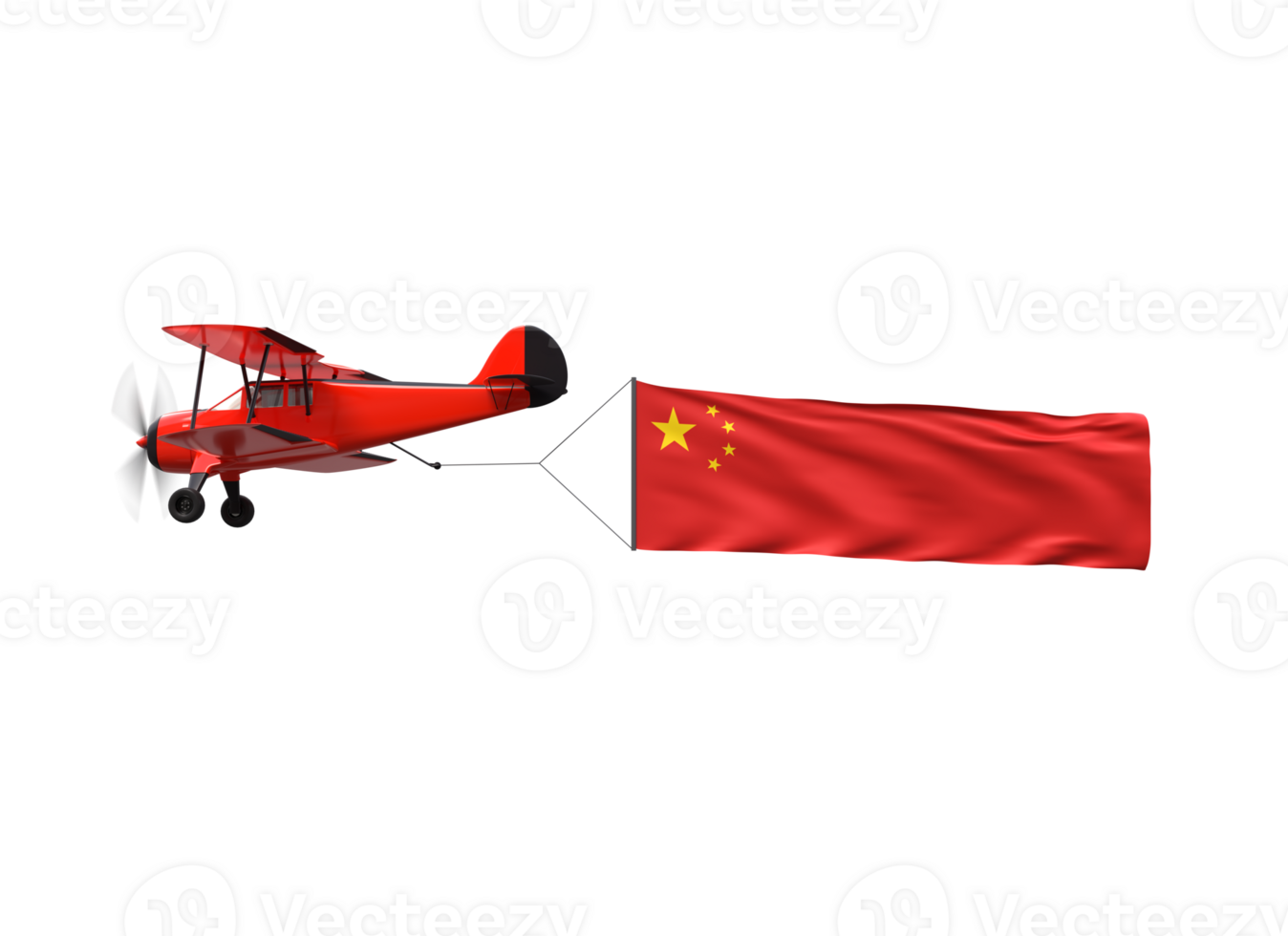Airplane flying with the China flag png