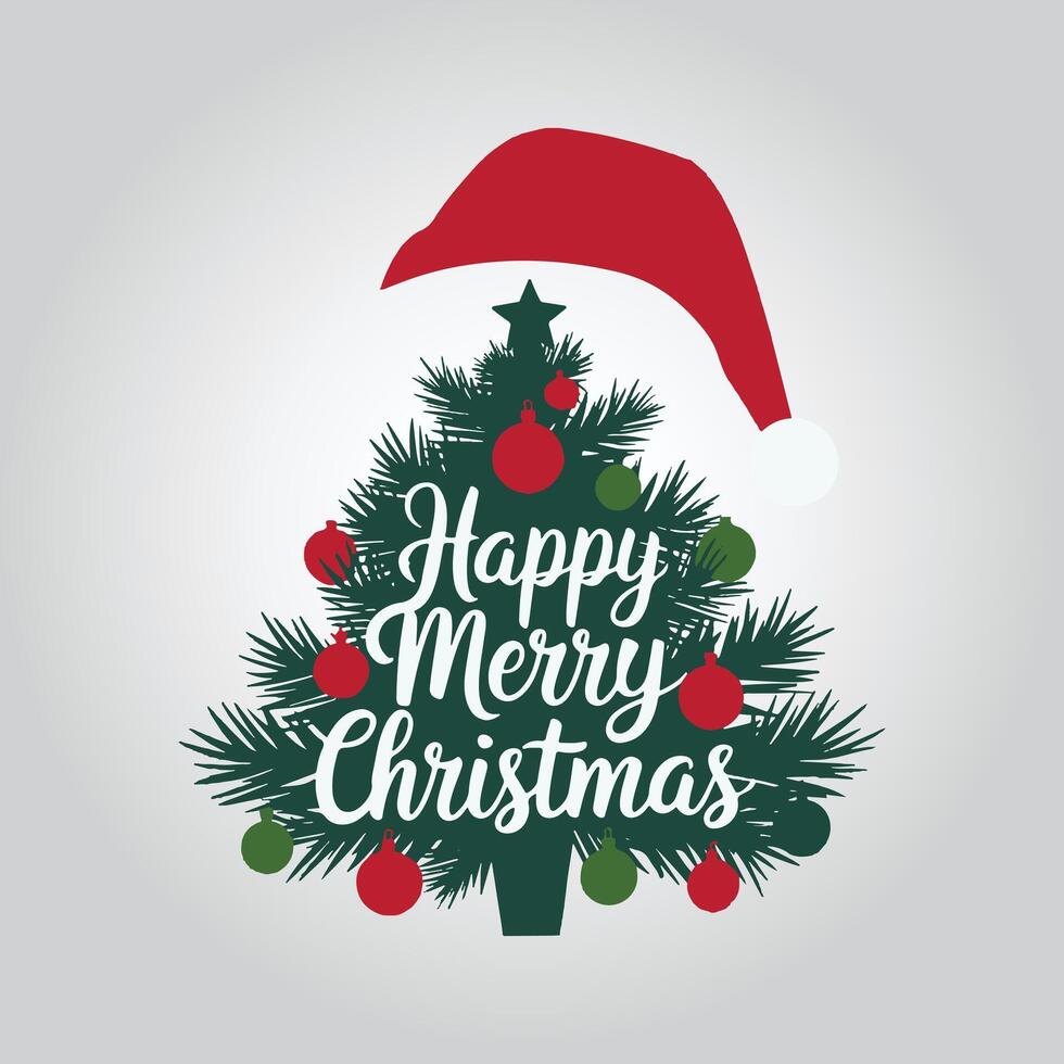 Christmas Santa Hat Typography Silhouette Illustration Art vector