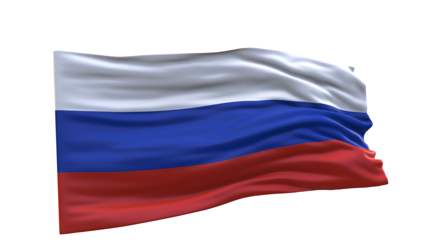 Russia Flag 3d render waving fabric textured clipart transparent background image png