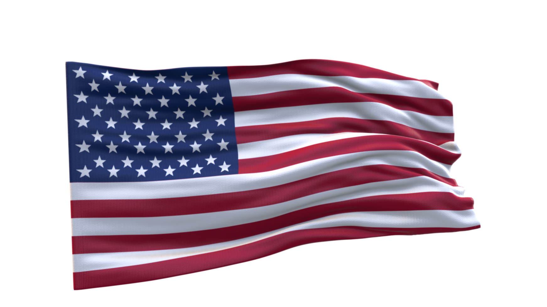 United States flag, USA Flag, America flag, 3d render waving fabric textured clipart transparent background image png