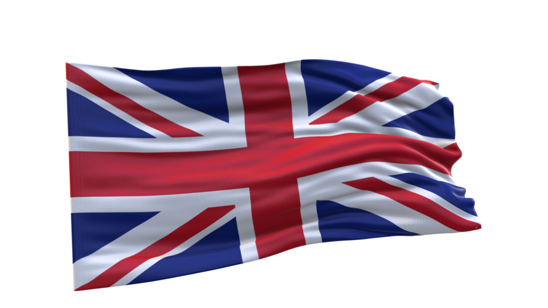 United Kingdom Flag, Uk flag 3d render waving fabric textured clipart transparent background image png
