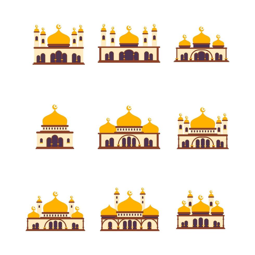 Islamic mosque icon flat style. collection of isolated cartoon illustrations vector