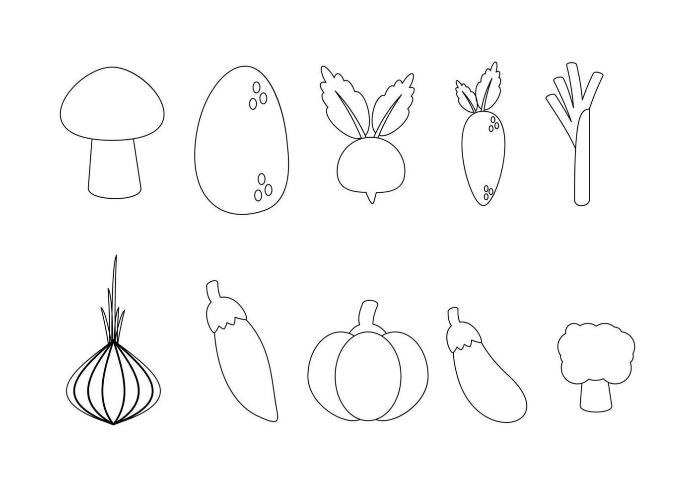Vegetables doodle line symbol sign icon collection. outline style. isolated illustration vector