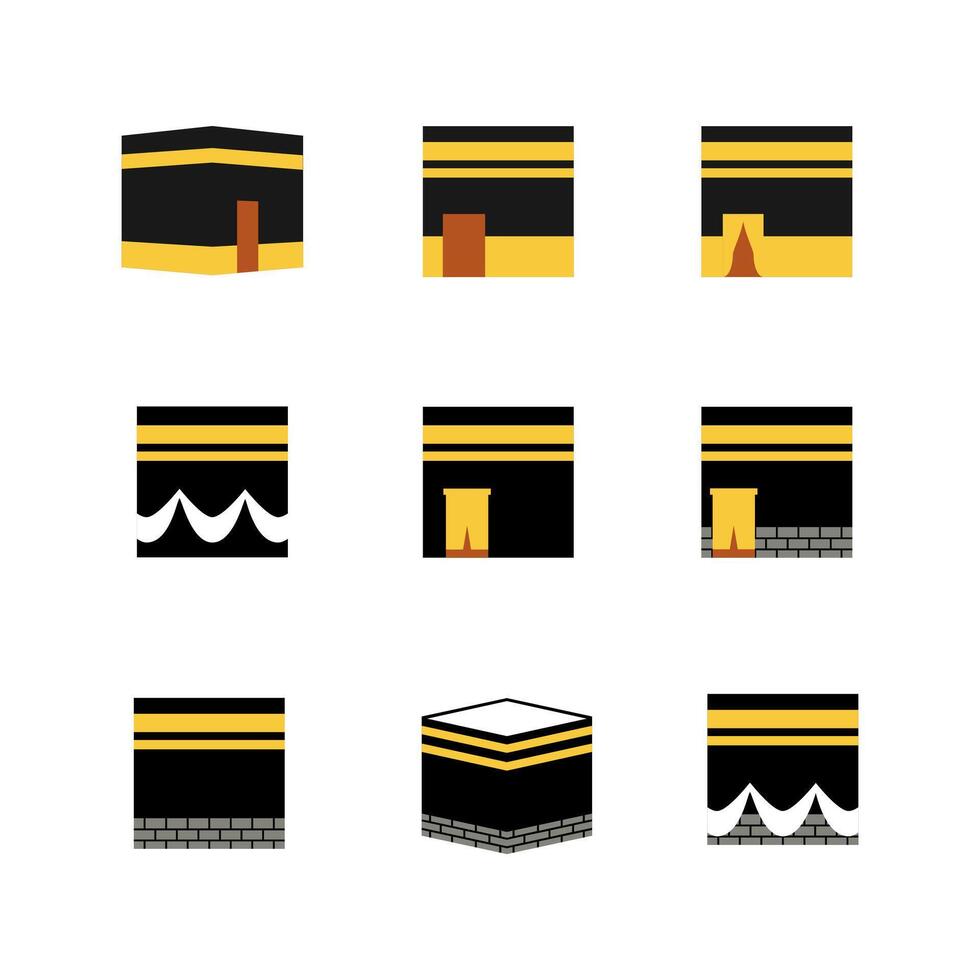 Islamic kaaba icon symbol Flat style. collection of isolated cartoon illustrations vector