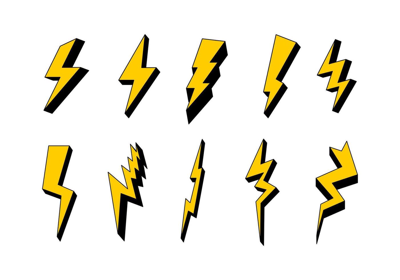 Thunder power icon symbol Flat style. collection of isolated cartoon illustrations vector