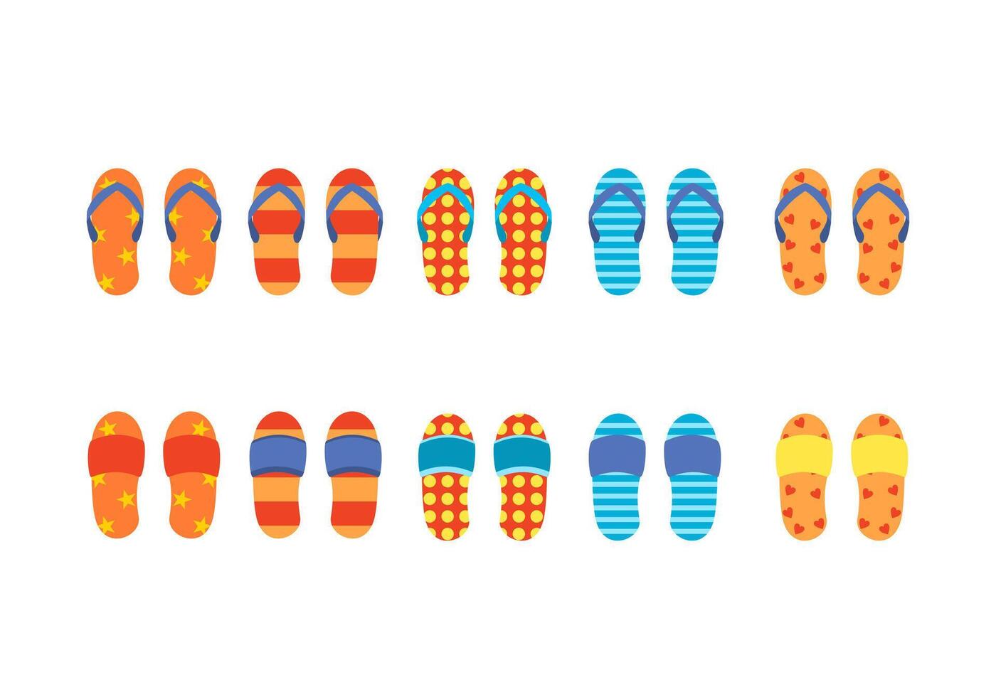 Flip flops icon symbol Flat style. collection of isolated cartoon illustrations vector