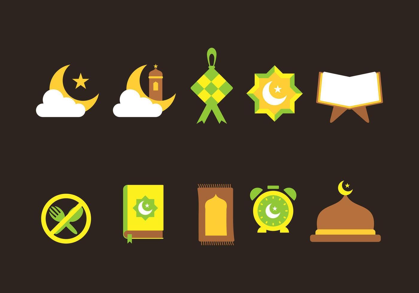 Islamic ramadan element icon symbol Flat style. collection of isolated cartoon illustrations vector