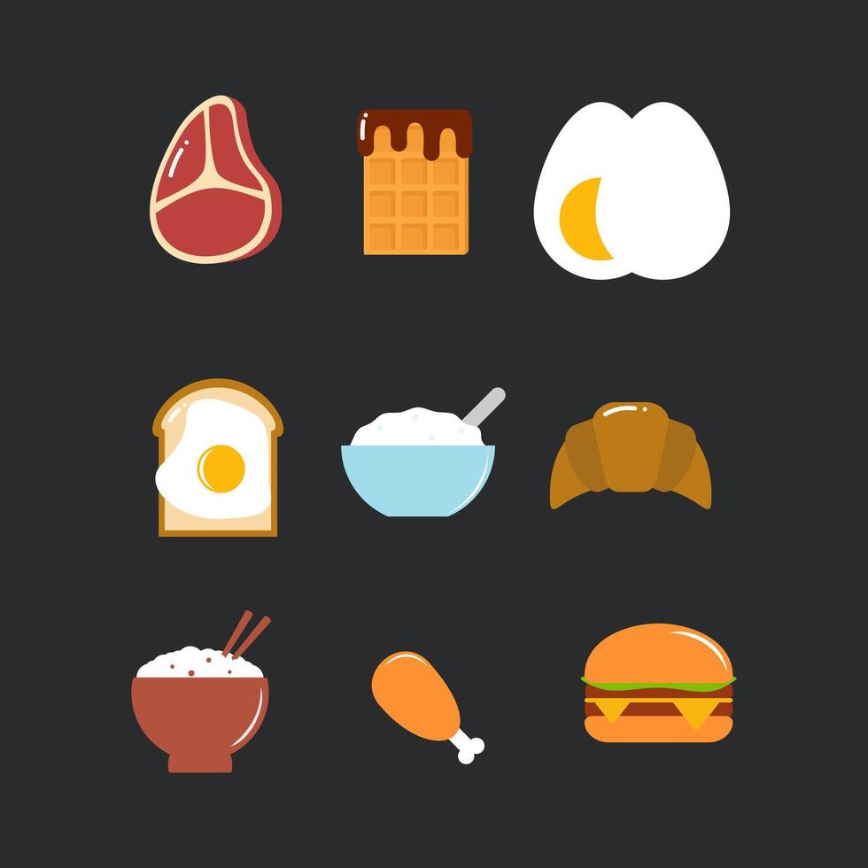 Foods icon symbol Flat style. collection of isolated cartoon illustrations vector