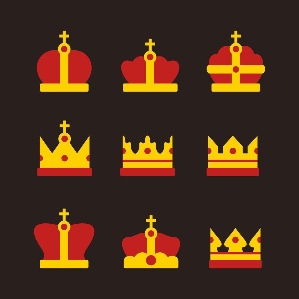King crown icon symbol Flat style. collection of isolated cartoon illustrations vector