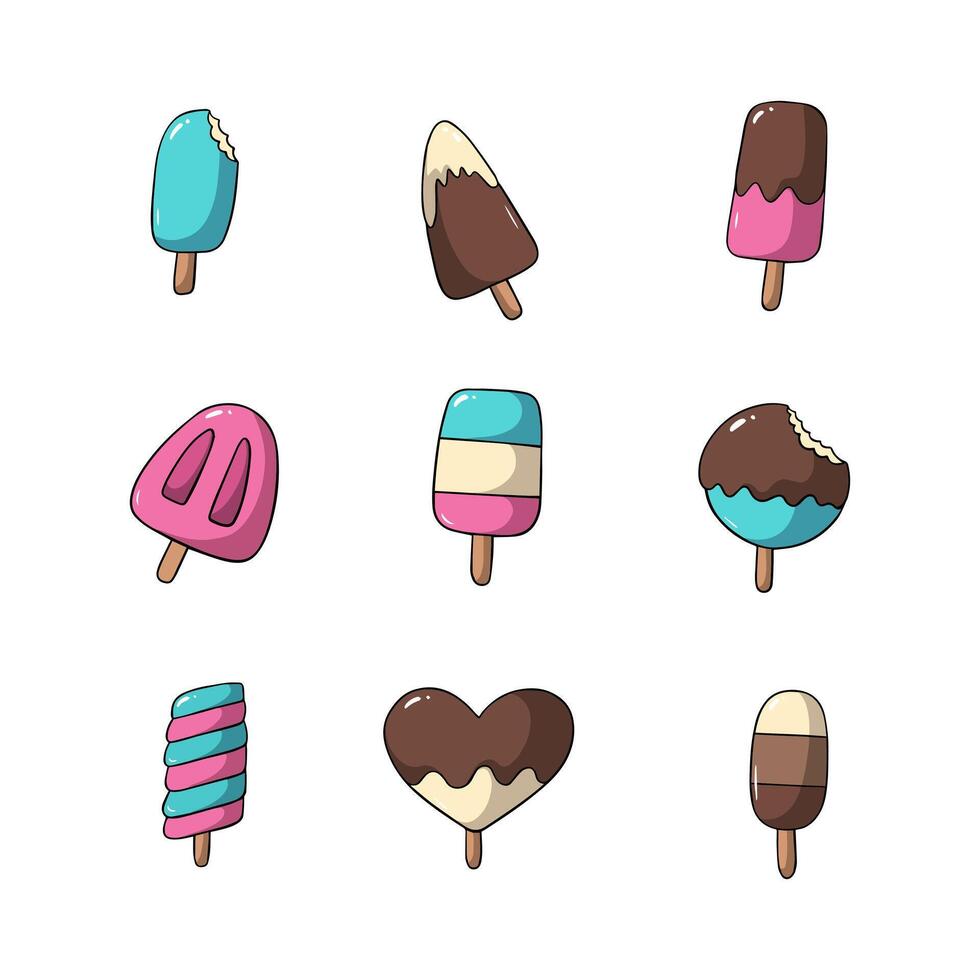 Ice cream icon symbol hand drawn style. collection of isolated cartoon illustrations vector
