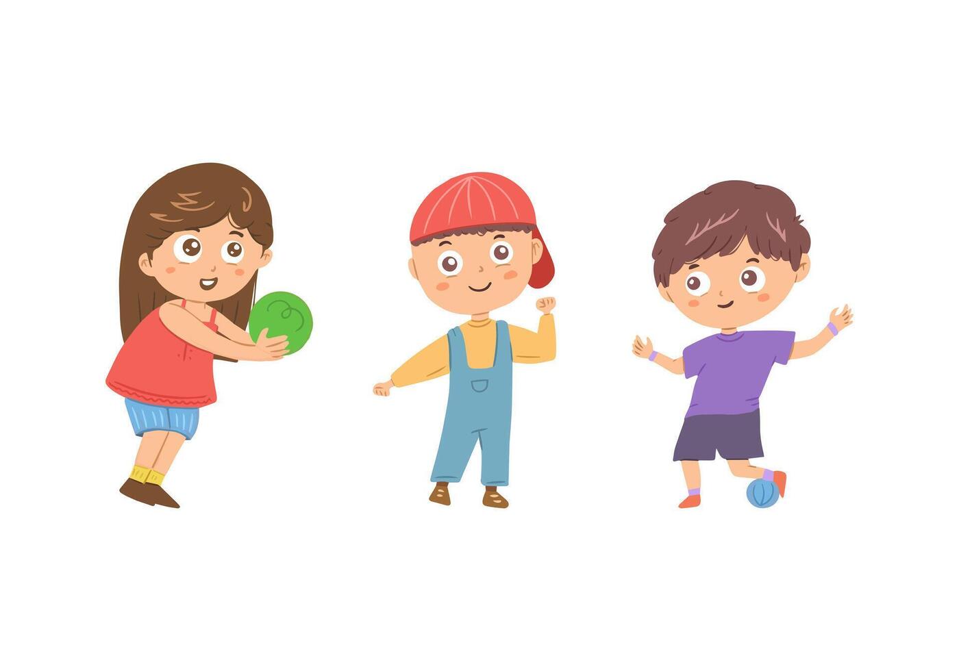 Kids mascot character icon symbol hand drawn style. collection of isolated cartoon illustrations vector