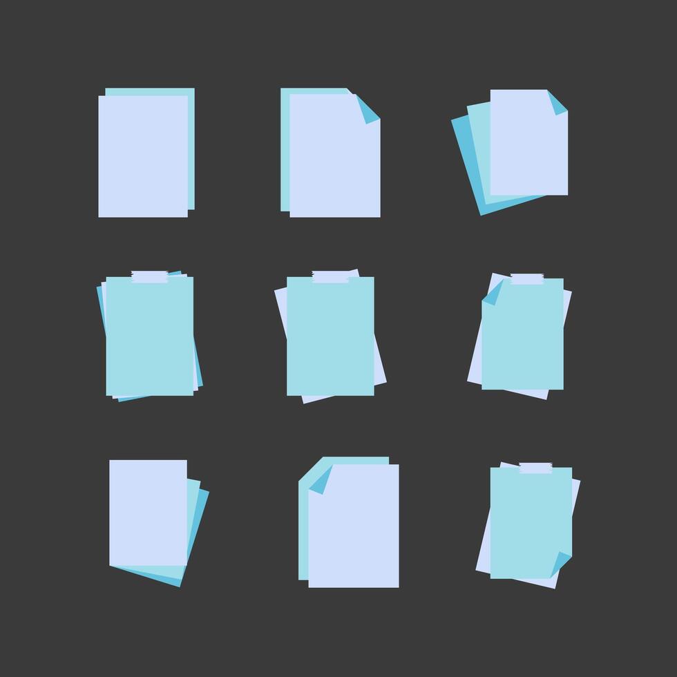Blank paper icon flat style. collection of isolated cartoon illustrations vector