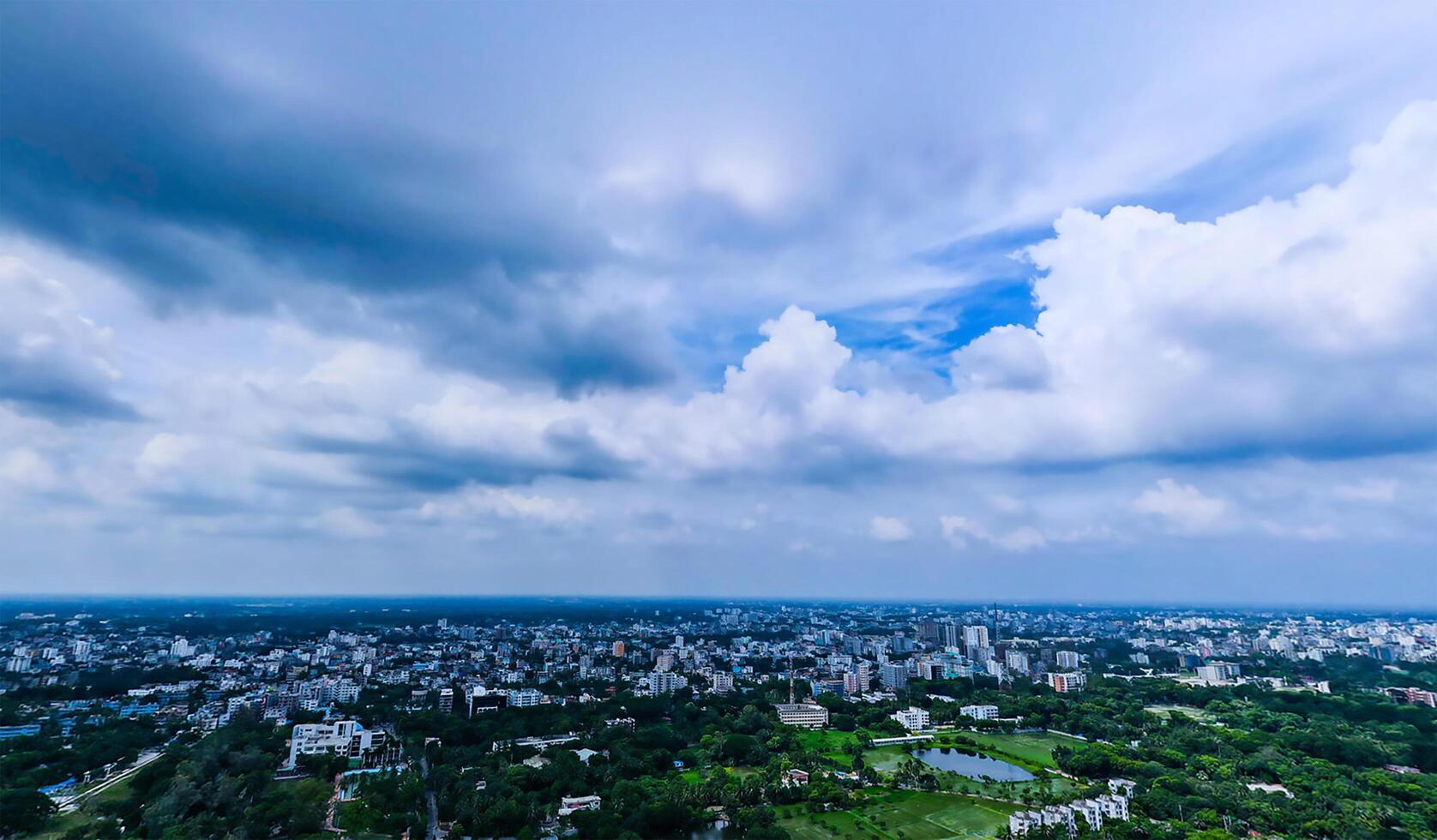 A view of the city from a high up vantage point photo