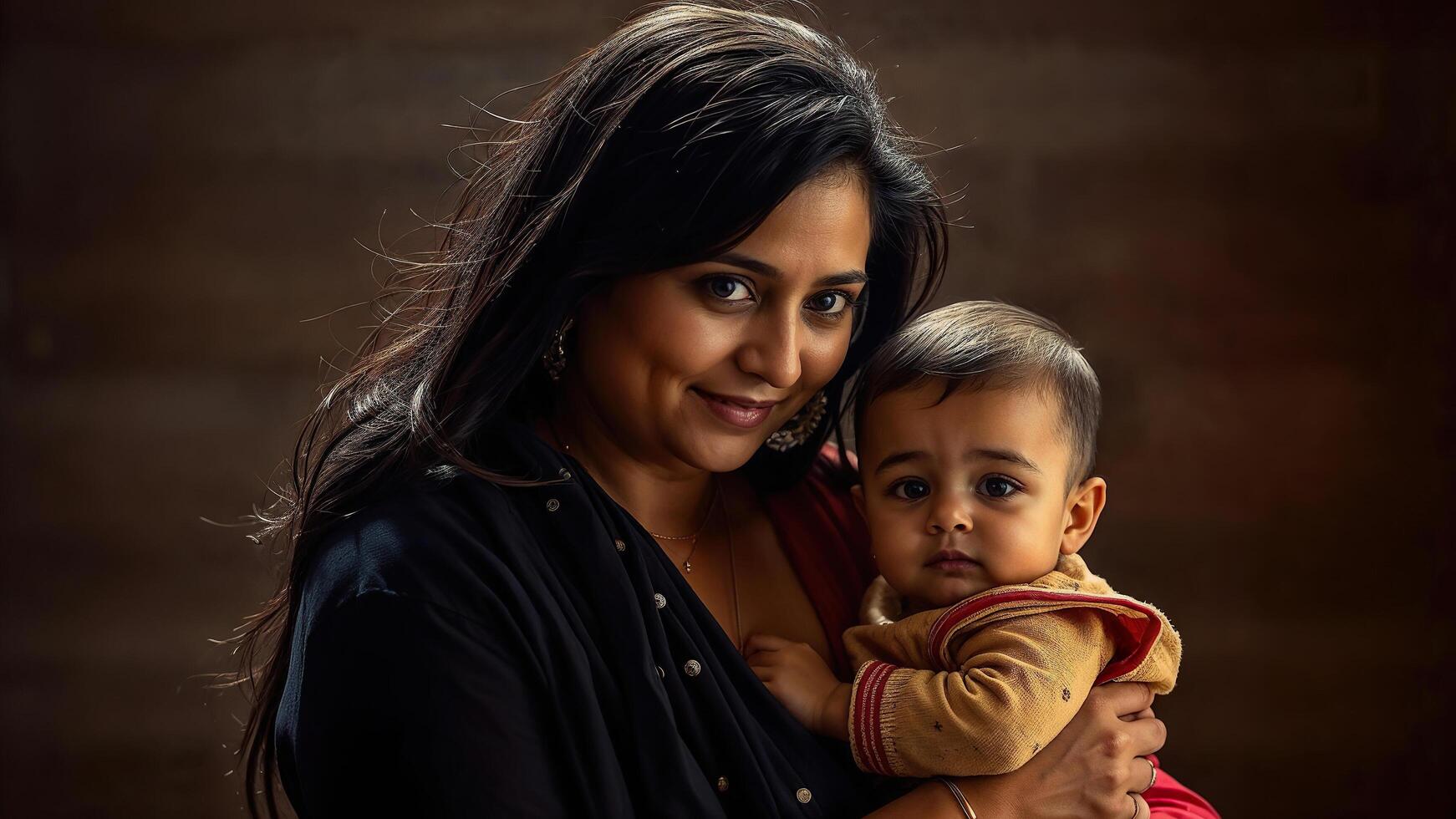 A woman holding a baby in her arms photo
