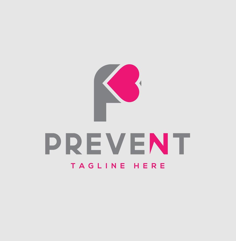 Abstract initial letter P with heart logo design vector