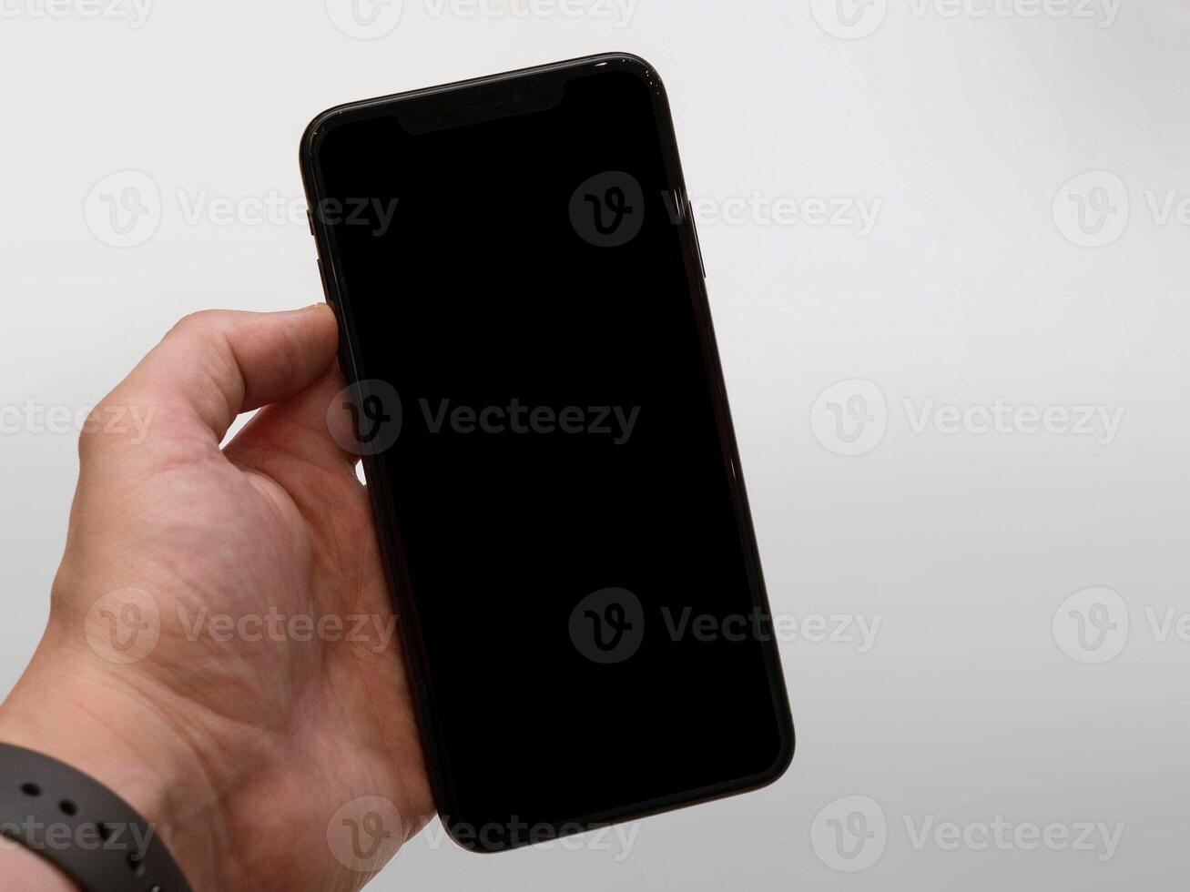 empty screen mobile phone on white background photo