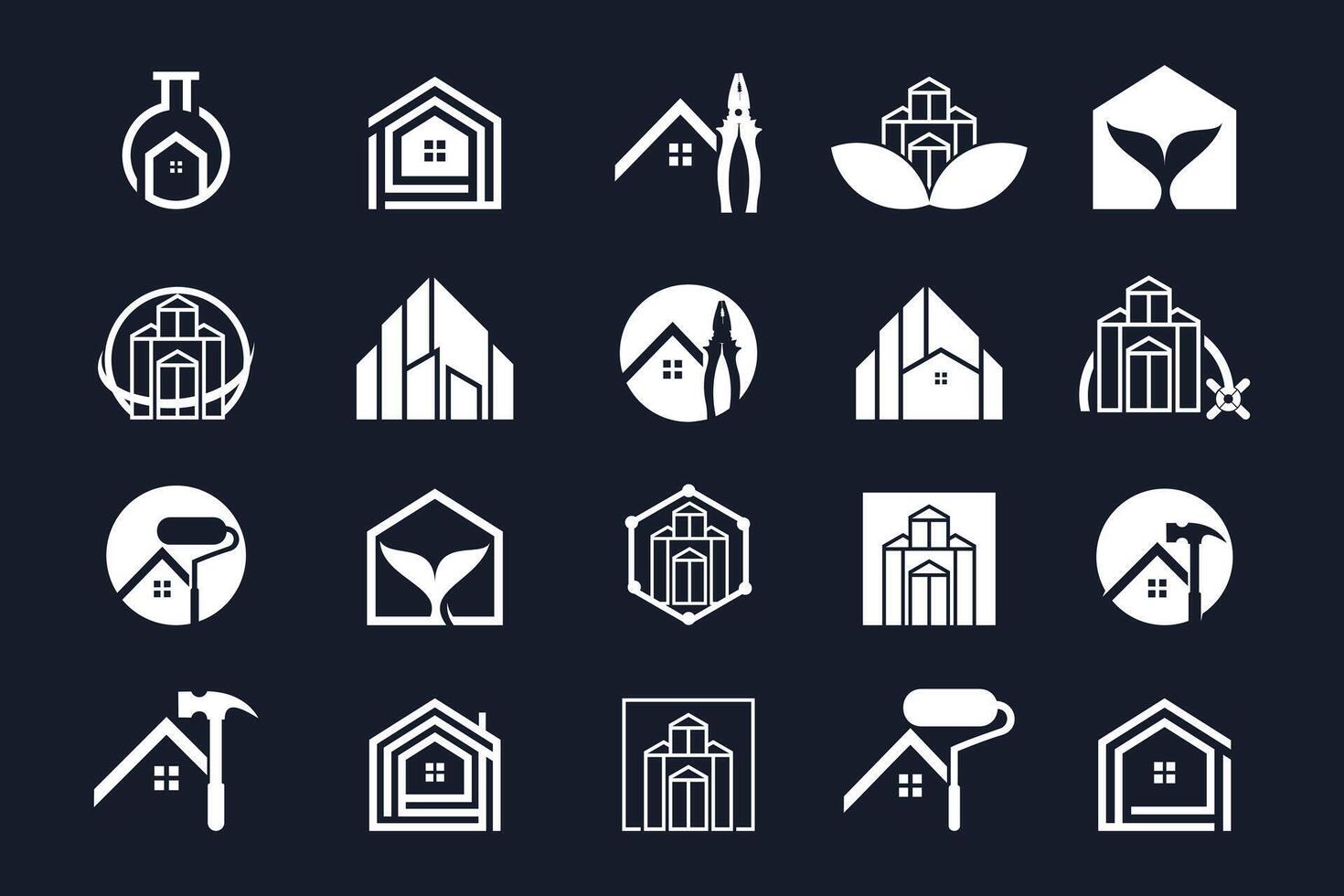 Set bundle building and apartmen logo design collection with unique element idea vector