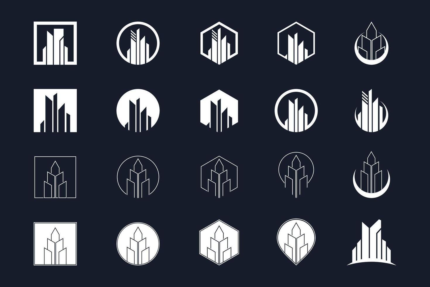 Set bundle building and apartmen logo design collection with unique element idea vector