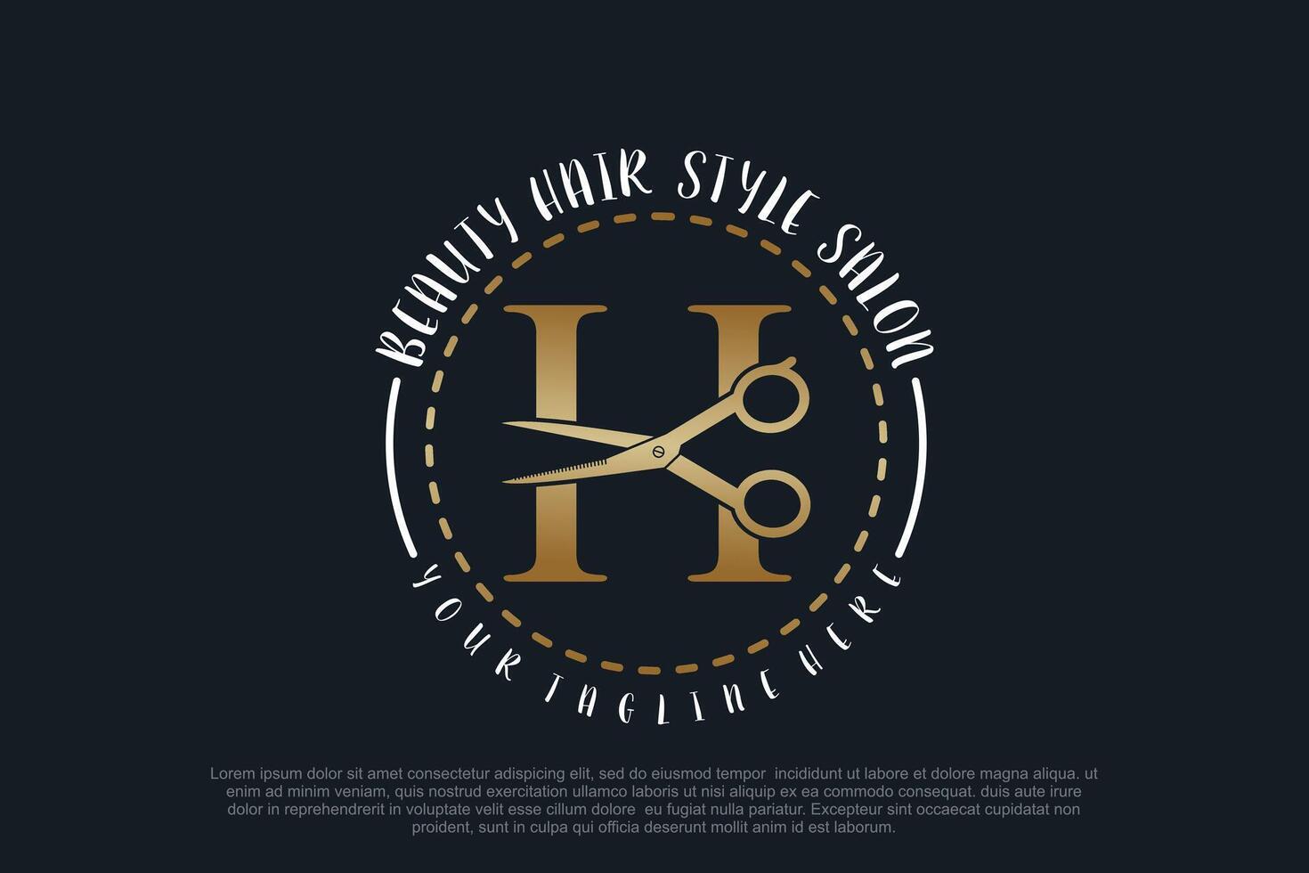 Hair salon logo design with scissor element creative concept Premium vector
