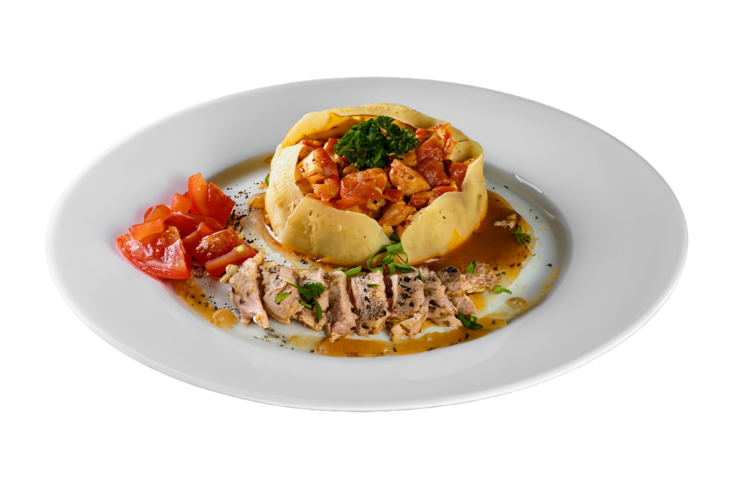 Dinner on a Plate isolated on a transparent background. png