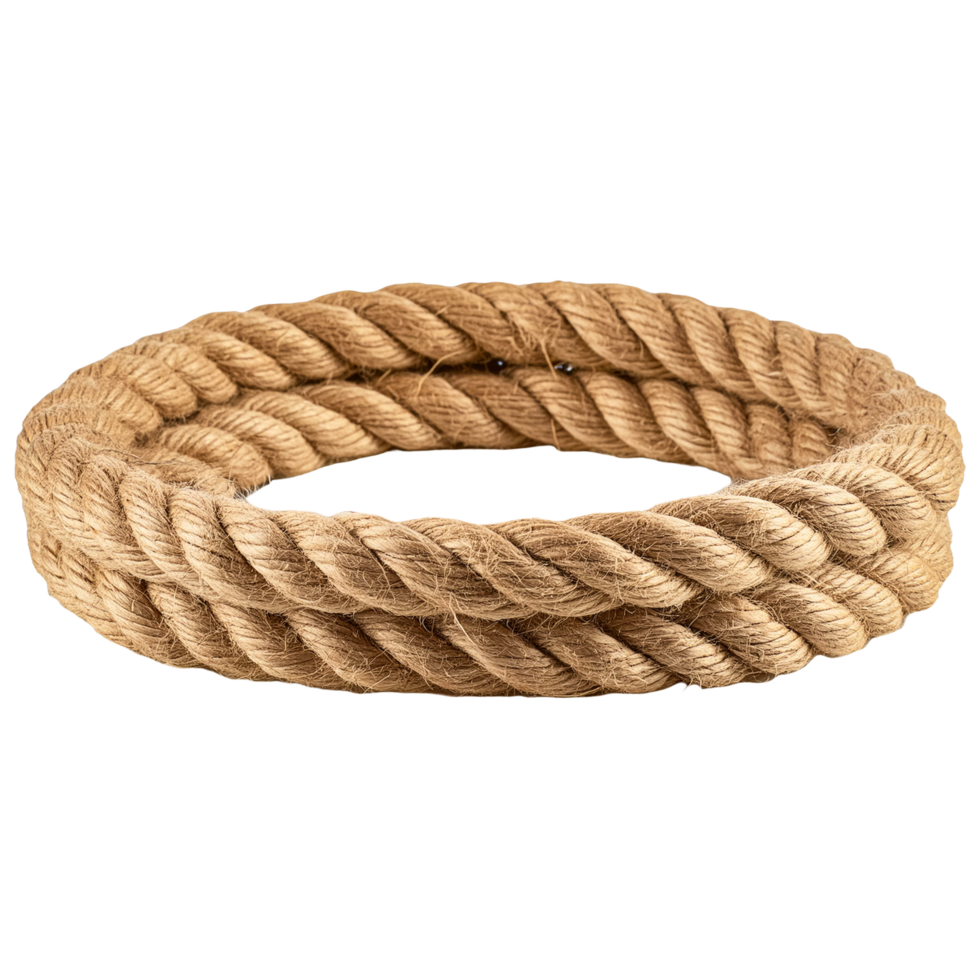 Jute rope circle shape isolated on a transparent background png