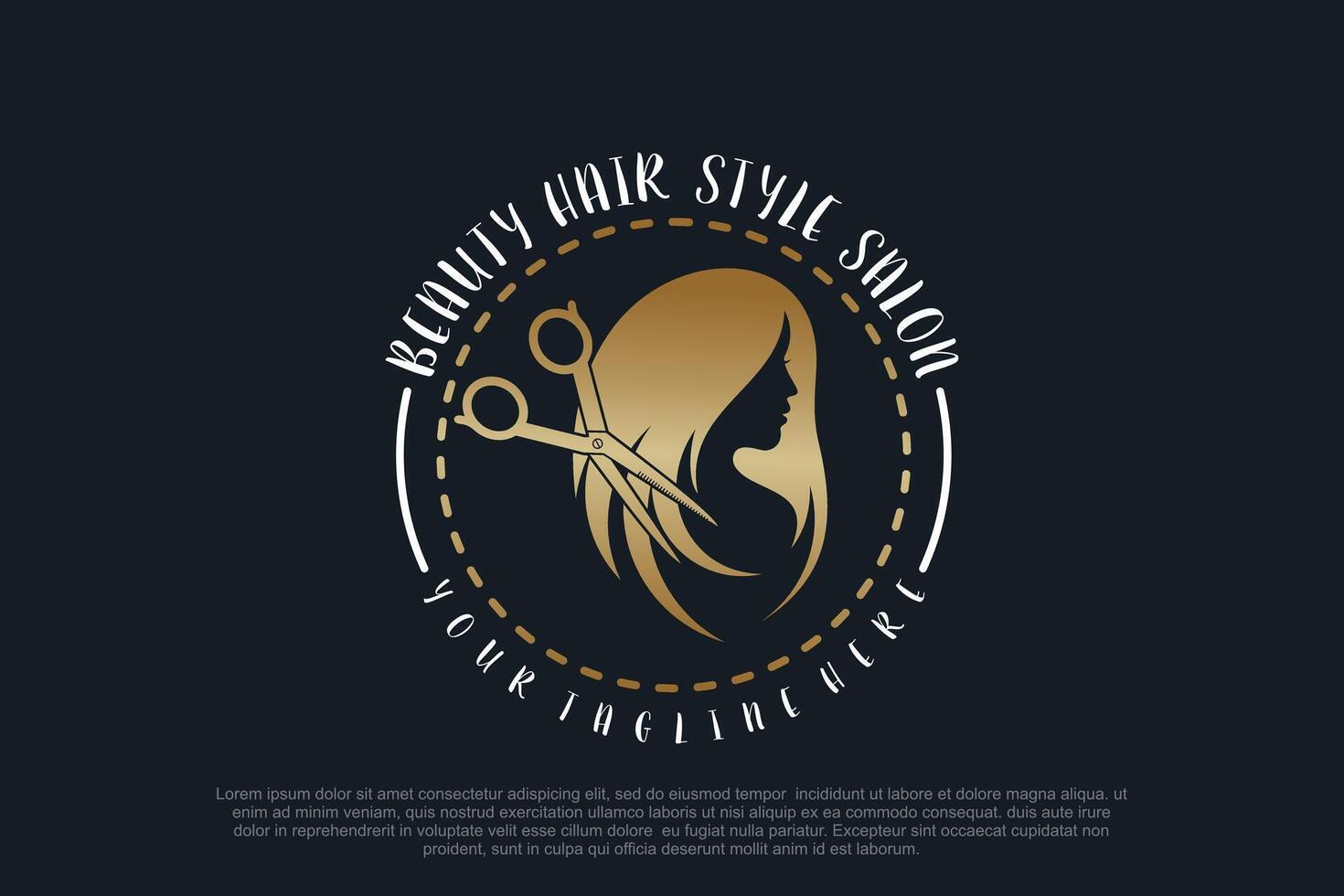 Hair salon logo design with scissor element creative concept Premium vector