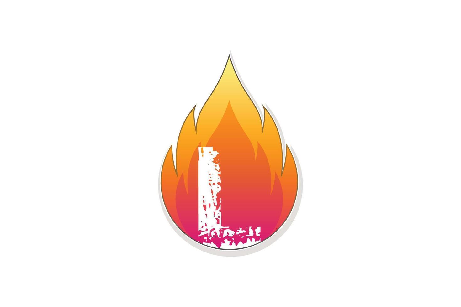 L letter logo design in fire initial in watercolor style Premium vector
