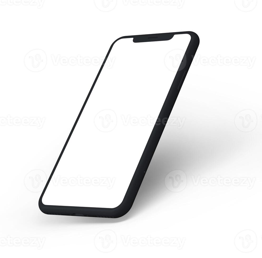 empty screen mobile phone on white background photo