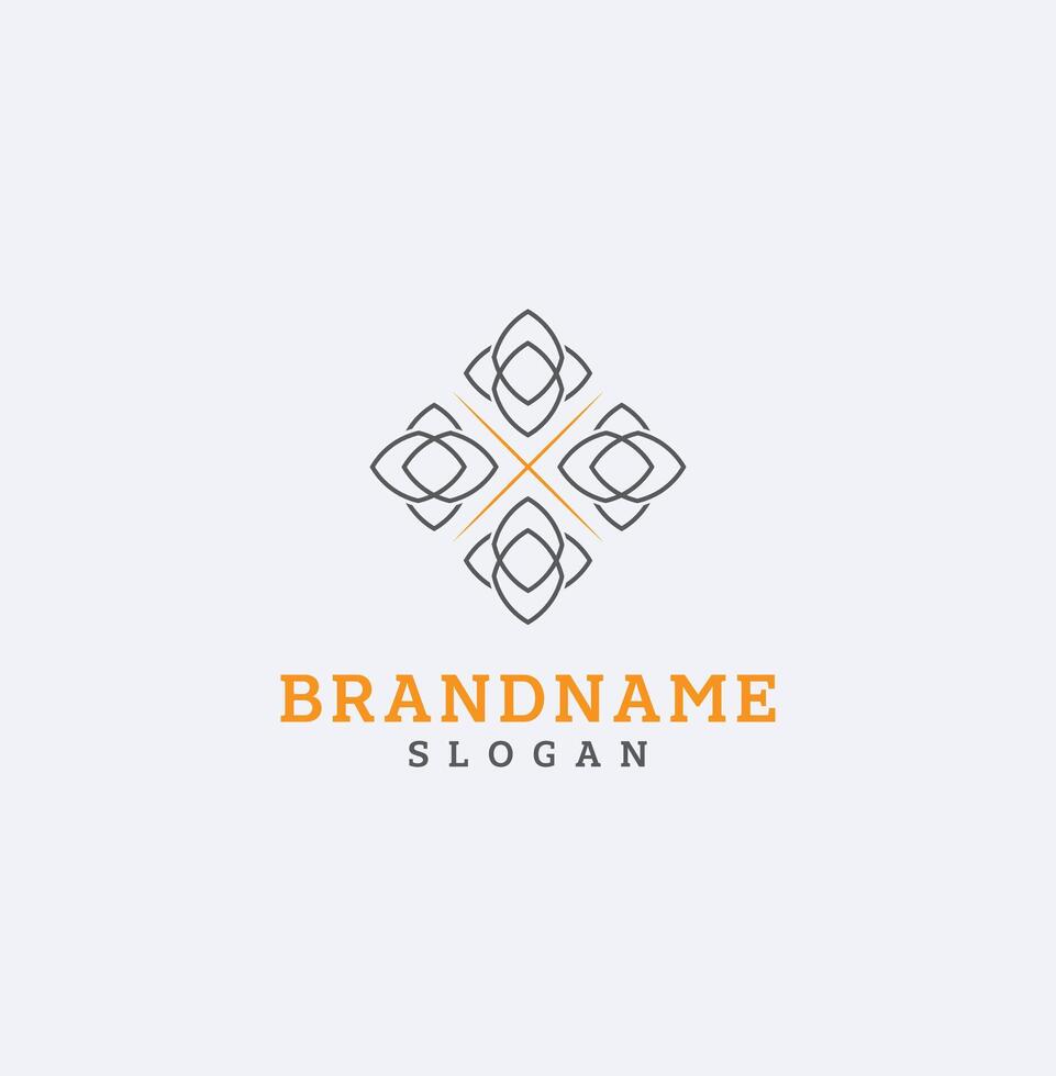 Ornament Square Logo Template. Abstract Frame Element. Outline geometric emblem design vector