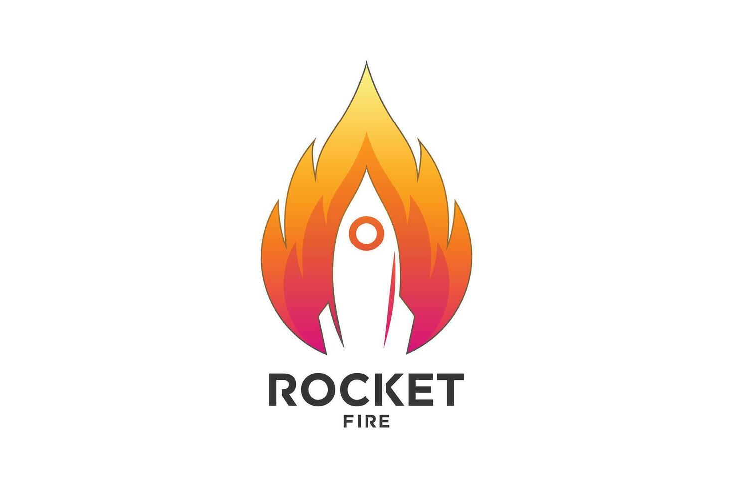 Rocket with fire logo design creative concept vector