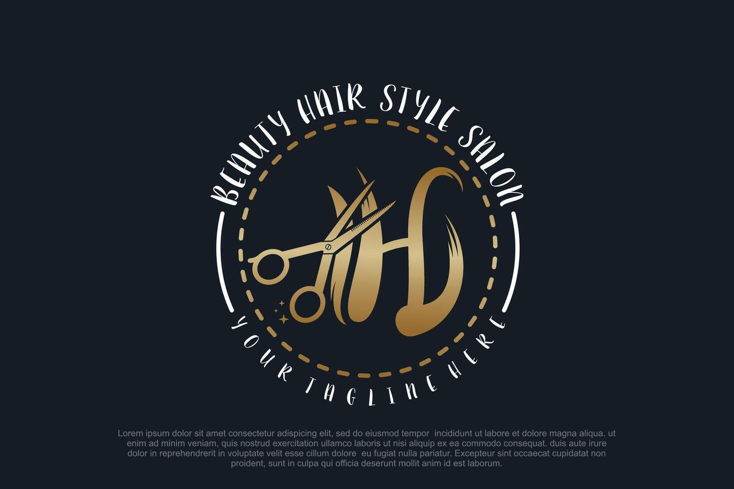 Hair salon logo design with scissor element creative concept Premium vector