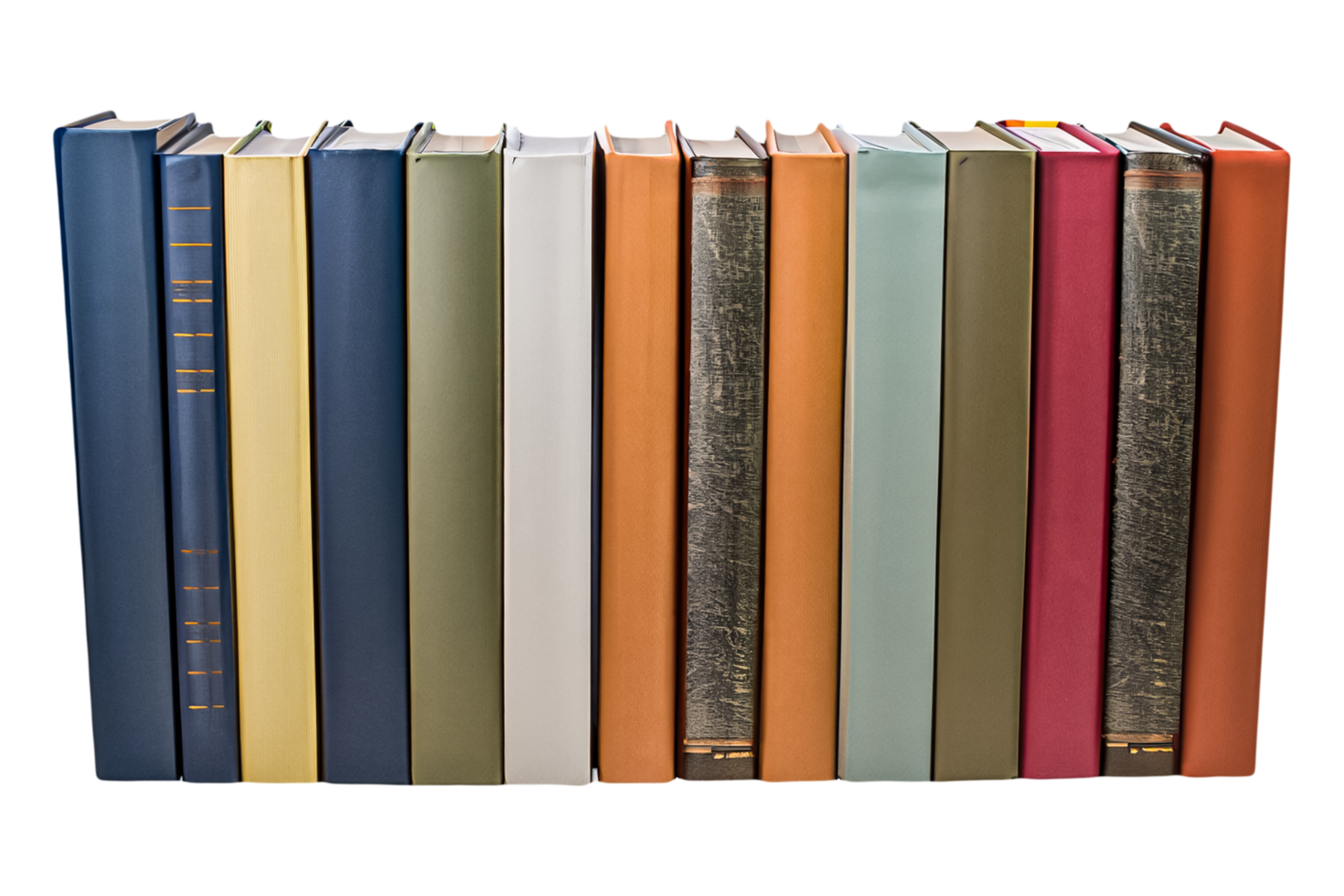 A Row of books is isolated in a transparent background. png