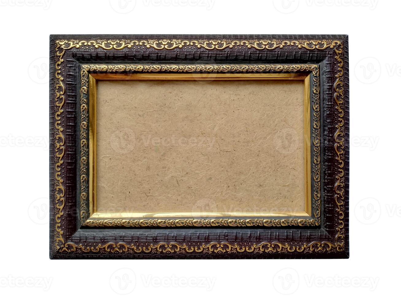 Retro wooden photo frame isolated on white background