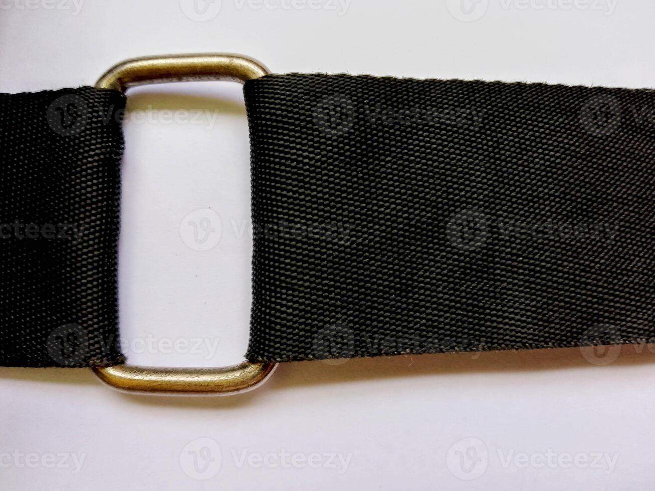 Black Bag Strap with iron buckle isolated on white background photo
