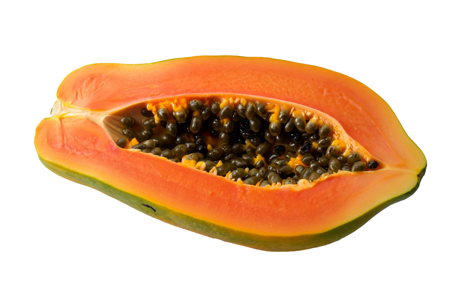 Sliced papaya fruit isolated on a transparent background. png