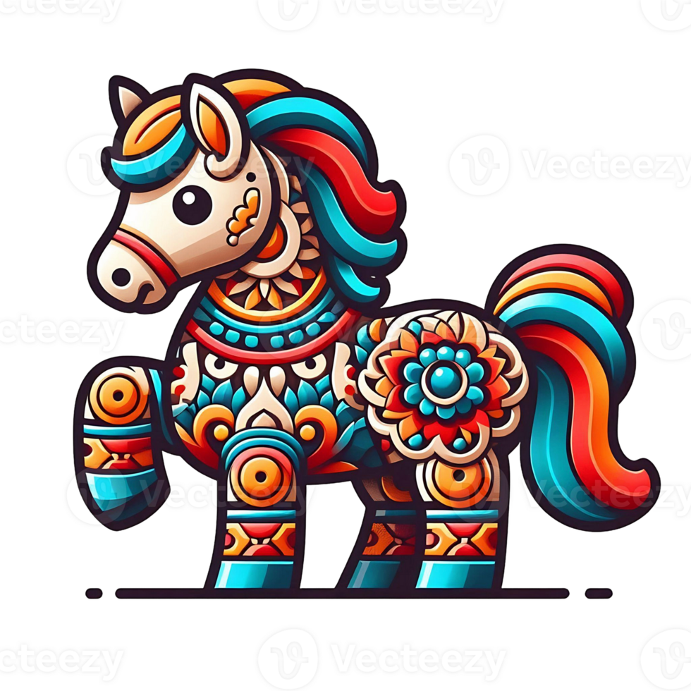 A colorful horse with a colorful pattern png