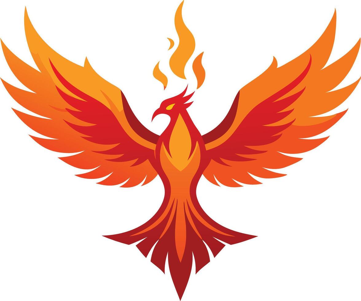 Phoenix bird flying upward, symbolizing rebirth, transformation, and strength in illustration vector