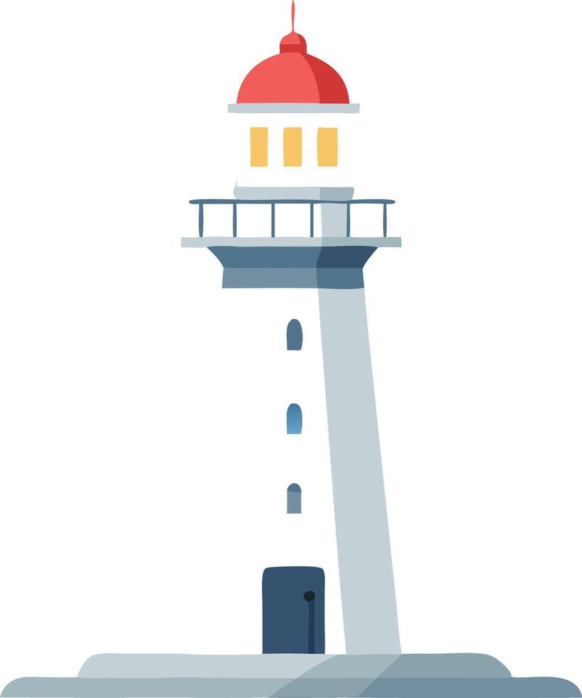 Lighthouse with a red top standing tall, symbolizing guidance and safety vector