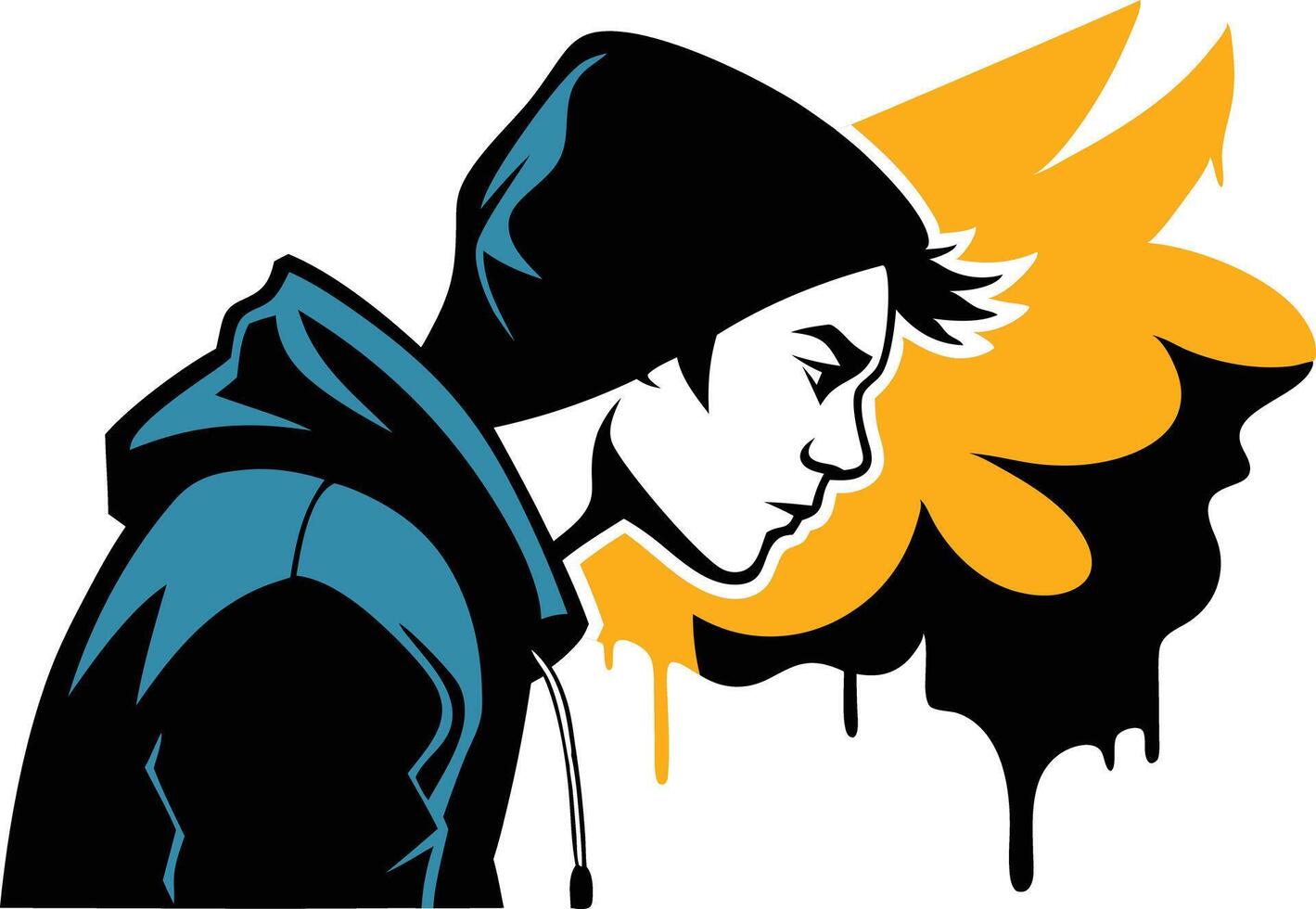 Boy in a hoodie, symbolizing street style, youth, and modern fashion vector