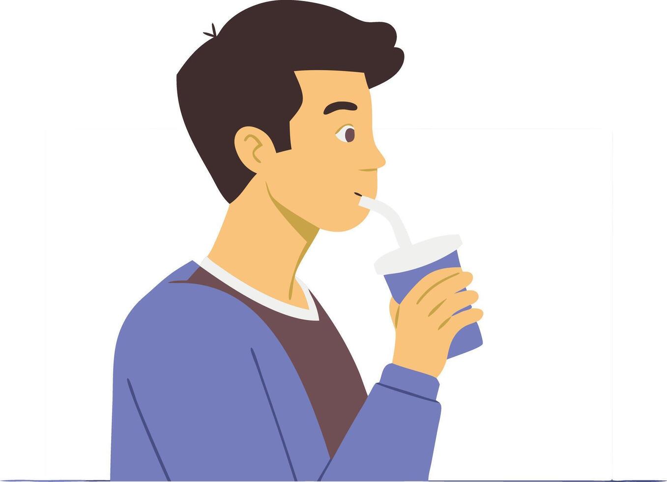 A man drinking from a cup symbolizing hydration and healthy habits vector