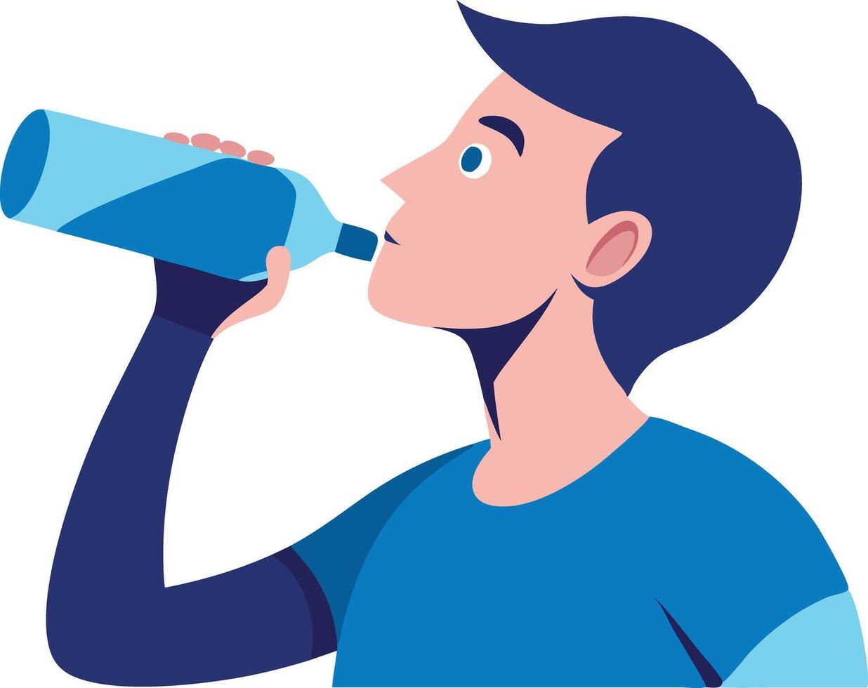 Man drinking water from a bottle, symbolizing hydration, fitness, and health vector