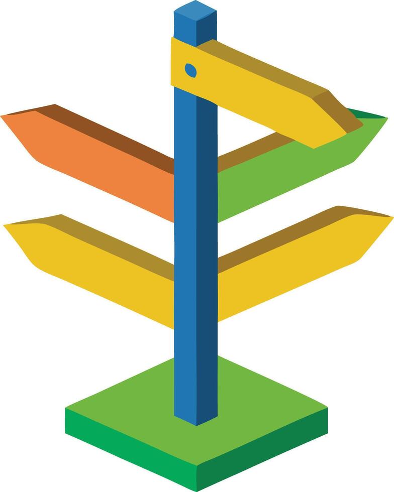 A colorful signpost showing different directions symbolizing choices and guidance vector